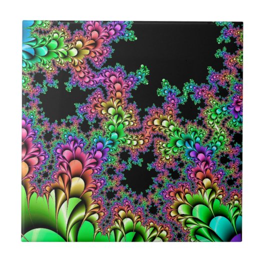 Crazy Rainbow Fractal Tegeltje (Voorkant)