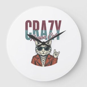Crazy Rappa Cat Vintage Gravure T-Shirt Ontwerp_1 Grote Klok