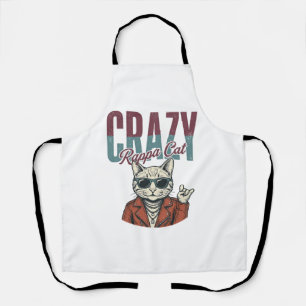 Crazy Rappa Cat Vintage Gravure T-Shirt Ontwerp_1 Schort