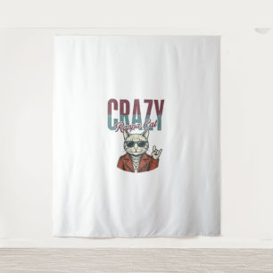 Crazy Rappa Cat Vintage Gravure T-Shirt Ontwerp_1 Wandkleed