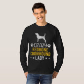 Crazy Redbone Coonhound Lady Dog T-shirt (Voorkant volledig)