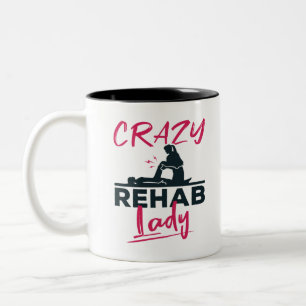 Crazy Rehab Lady Fysieke Therapist Tweekleurige Koffiemok