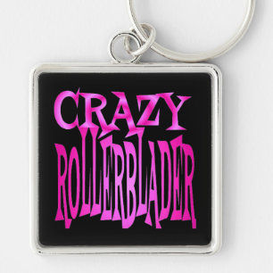 Crazy Rollerblader in het roze Sleutelhanger