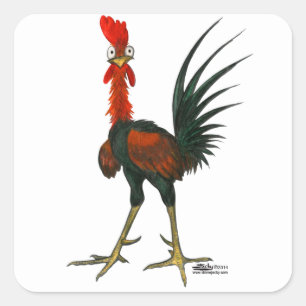 Crazy Rooster Vierkante Sticker
