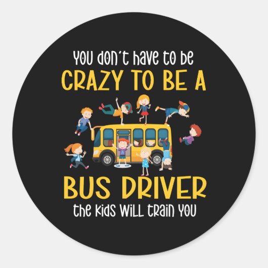 Crazy School Bus Driver School Bus Drift Ronde Sticker (Voorkant)