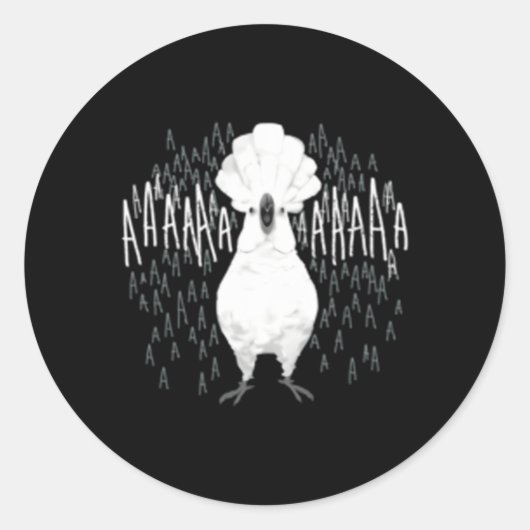 Crazy Screaming Cockato Ronde Sticker (Voorkant)