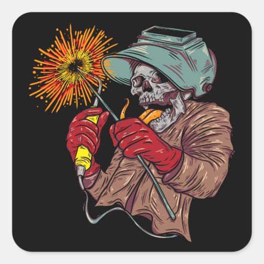 Crazy Skull Welder Vierkante Sticker (Voorkant)