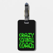 Crazy Softball Coach in het groen Bagagelabel (Achterkant verticaal)