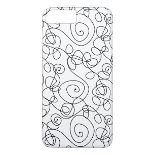 Crazy Spiral Lines Black + uw achtergrond en ideeë iPhone 8 Plus / 7 Plus Hoesje