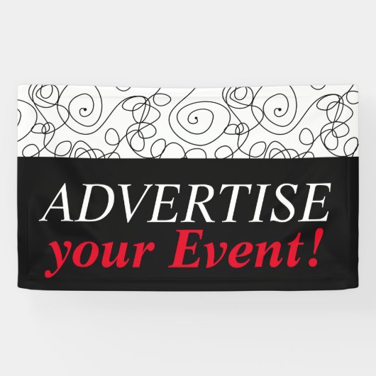 Crazy Spiral Lines Black + uw achtergrond en ideeë Spandoek (Horizontaal)