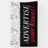 Crazy Spiral Lines Black + uw achtergrond en ideeë Spandoek (Verticaal)