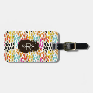 Crazy Spots Pattern met aangepaste monogram & naam Bagagelabel