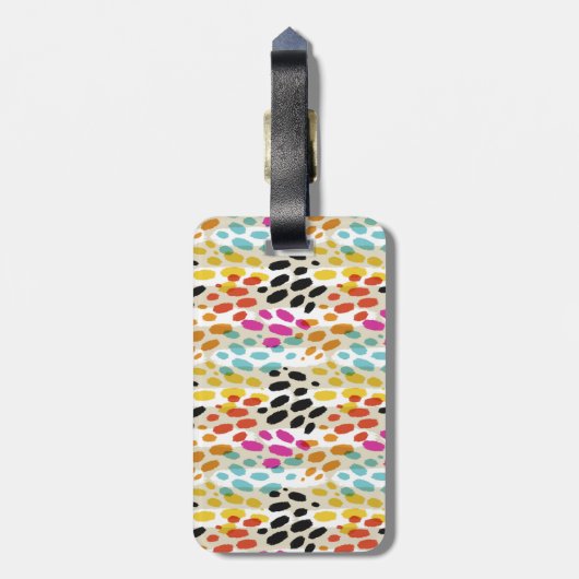 Crazy Spots Pattern met aangepaste monogram & naam Bagagelabel (Achterkant verticaal)