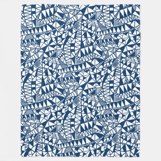 Crazy Structure Pattern 060423 - Indigo Style Blue Fleece Deken (Voorkant)