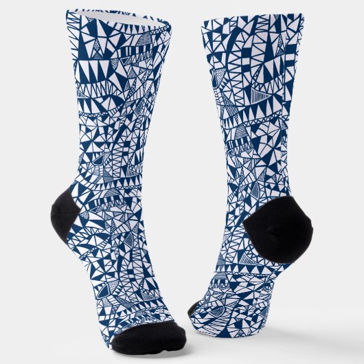 Crazy Structure Pattern 060423 - Indigo Style Blue Sokken (Gebogen)