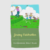 Crazy t-shirt-off - Funny Golf Cartoon Golfhanddoek (Voorkant)