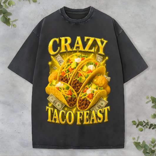 Crazy Taco Feast Tee Retro Funny Lover Bootleg dog T-shirt