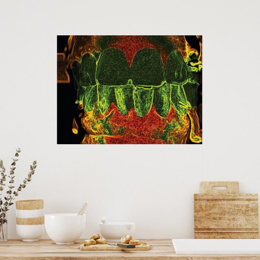 Crazy Teeth Bite Dentist Orthodontist Poster (Keuken)