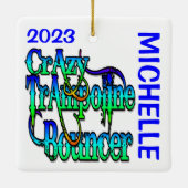 Crazy Trampoline Bouncer CUSTOM Keramisch Ornament (Achterkant)