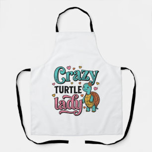 Crazy Turtle Lady Vintage Gravure Design_1 Schort