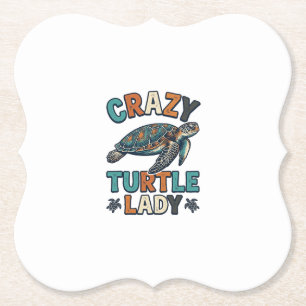 Crazy Turtle Lady Vintage Zeeschildpad Shirt Ontwe Kartonnen Onderzetters