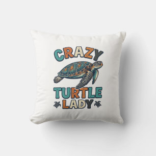 Crazy Turtle Lady Vintage Zeeschildpad Shirt Ontwe Kussen