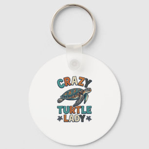 Crazy Turtle Lady Vintage Zeeschildpad Shirt Ontwe Sleutelhanger