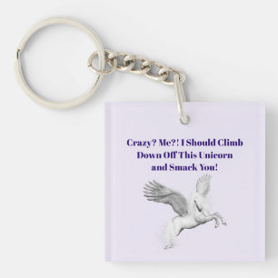 Crazy Unicorn Acrylische Sleutelhanger