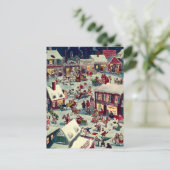 Crazy Village on kerstve Holiday Briefkaart (Staand voorkant)