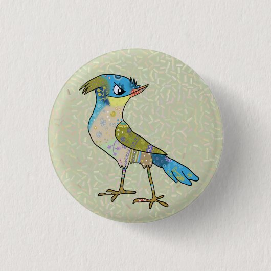 Crazy Vogel Ronde Button 3,2 Cm (Voorkant)