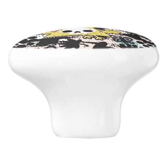 Crazy vogelpatroon keramische knop (Zijkant)