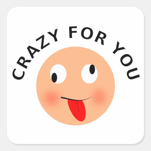 Crazy voor jou vierkante sticker (Voorkant)