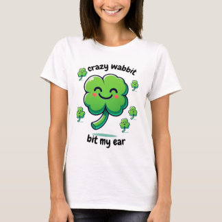 Crazy Wabbit beet mijn oor klaver ontwerp T-shirt