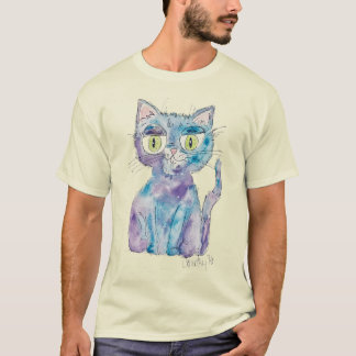 Crazy watercolor cat t-shirt