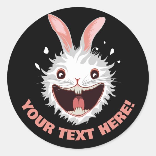 Crazy White Rabbit Face Ronde Sticker (Voorkant)