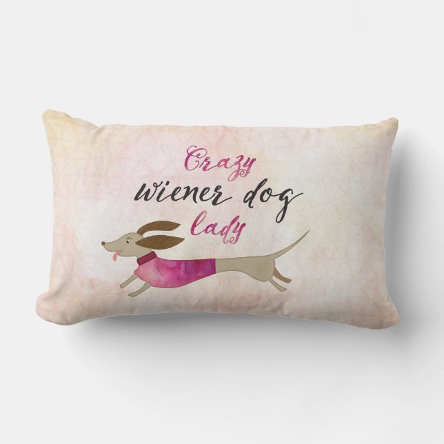 Crazy Wiener Dog Lady Kussen (Voorkant)