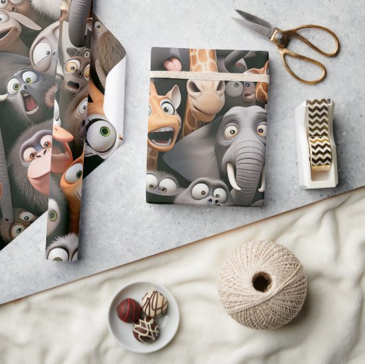 Crazy Wildlife Groep Cadeaupapier (Crafts)