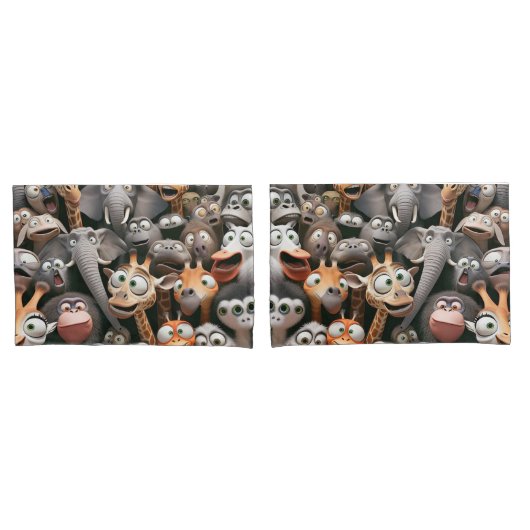 Crazy Wildlife Groep Kussensloop (Voorkant-Set)