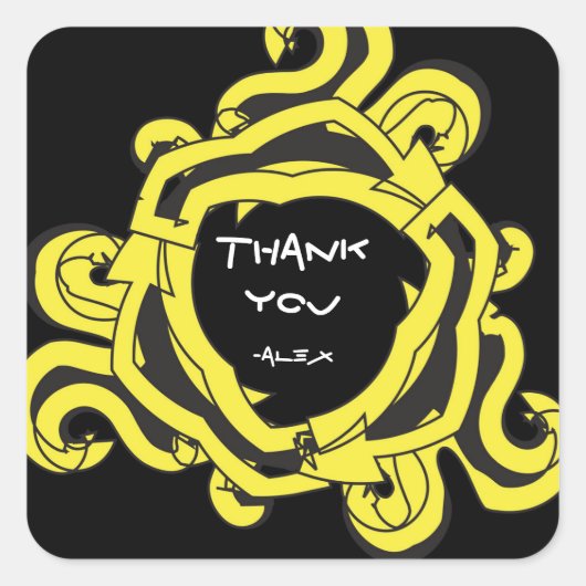 Crazy Yellow & Black Arrows Birthday Favor Sticker (Voorkant)