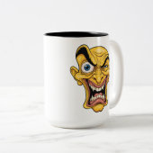 Crazy Yellow Cartoon Face Coffee Mok – Grappig cad (Voorkant rechts)