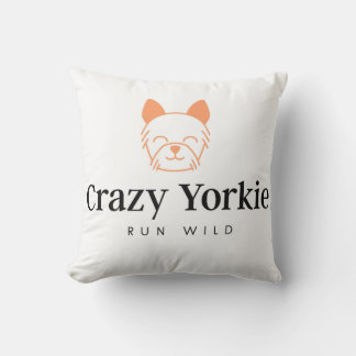 Crazy Yorkie Coussin de bascule 16" x 16"