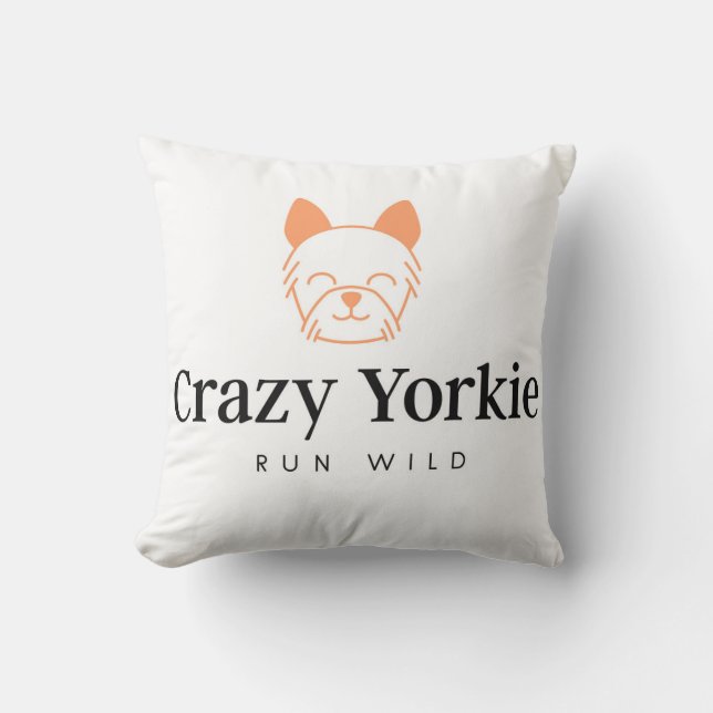 Crazy Yorkie Coussin de bascule 16" x 16" (Recto)