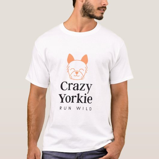 Crazy Yorkie Heren Basic T-Shirt (Voorkant)