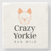 Crazy Yorkie Premium Marble Onderzetter (Voorkant)
