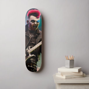 Crazy zombie gitarist skateboard