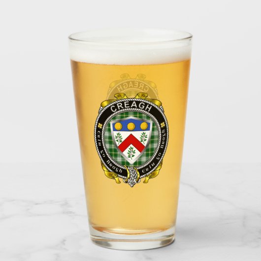 Creagh Irish Shield Beer Glass Glas (Voorkant gevuld)