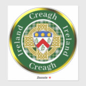 Creagh Shield & Celtic Cross gepersonaliseerd Sticker (Vel)
