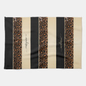 Cream and Black Leopard Animal Print Theedoek (Horizontaal)