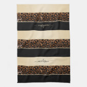 Cream and Black Leopard Animal Print Theedoek (Verticaal)