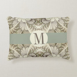 Cream and Taupe Swirl Sage Green Accent Pillow Decoratief Kussen